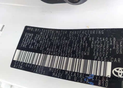 2024 Toyota Corolla Le из США, поврежденный, VIN 5YFB4MDE9RP091332